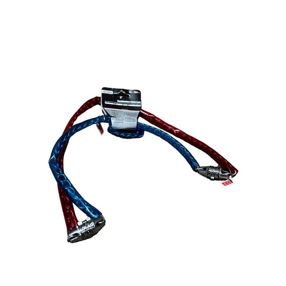 Tool Bench 22 Inch Dual Combination Chain Lock Red & Blue - Picture 2 of 5